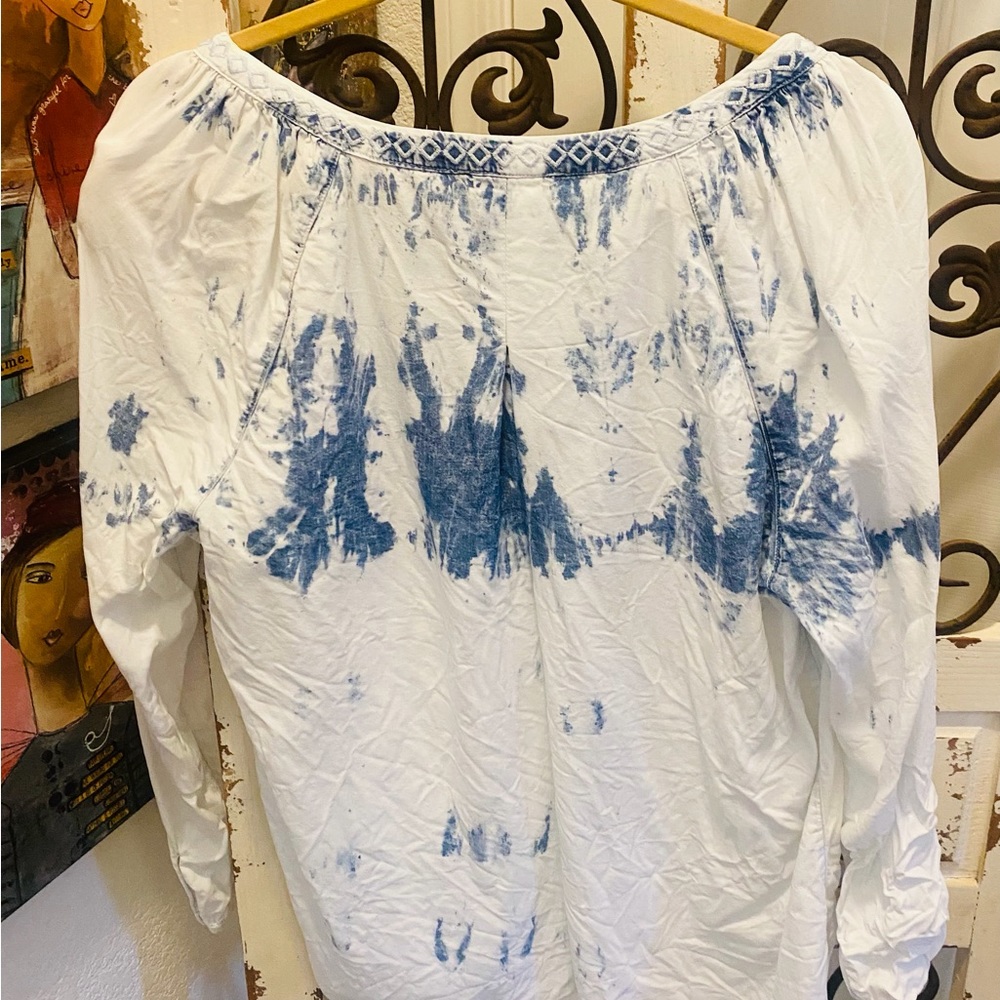 VINTAGE AMERICAN BLUES BOHO LONG SLEEVE TOP. - Picture 4 of 6